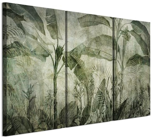 LUMASOUL Wandbilder 3er Set für Wohnzimmer Dschungel 120x80 cm | 3-teiliges Leinwandbild für Schlafzimmer, Flur, Büro und Küche
