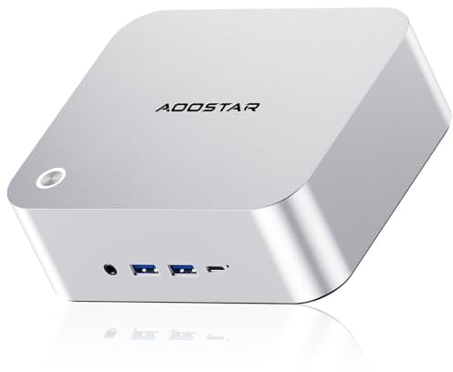 AOOSTAR MACO Mini PC Ryzen 7 H 255(fino a 4,9GHz) Mini Desktop Computer 32GB DDR5 2TB M.2 PCIe4.0 SSD, Micro PC W11 Pro Radeon 780M/OCuLink/2xUSB4/2x2,5G LAN/4K Quad-Display/impronte digitali sblocco