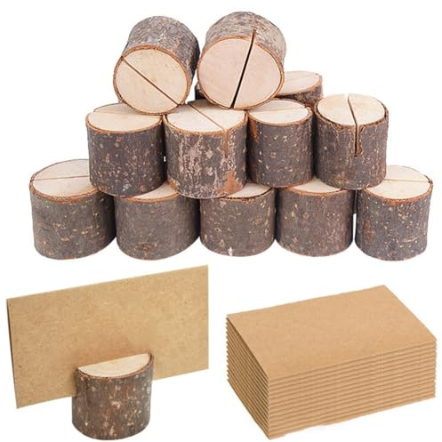 Pqahffowr 35Set Mini Wooden Place Card Holders Stand Business Card Photo Frames Table Number Name Sign Wedding Party Decoration
