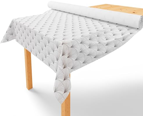 LILENO HOME Tischdeckenrolle 1,10 x 25 m - Tischdecke Art Deko Grau aus | Vlies - Stoffähnlich, abwaschbare Tischdecke als Rolle, Meterware Tischtuchrolle - Einweg Papiertischdecke Rolle Alternative