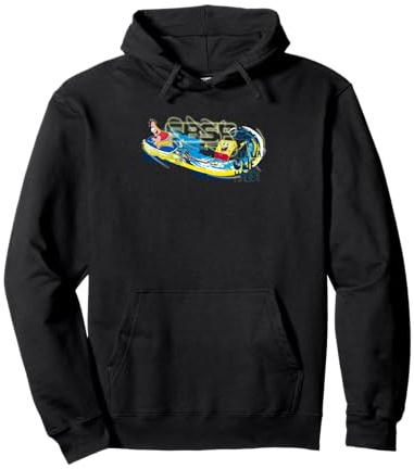 Spongebob Schwammkopf Pro Boarder Wave Rider Fun 90s Classic Pullover Hoodie, Unisex für Erwachsene, Schwarz, L