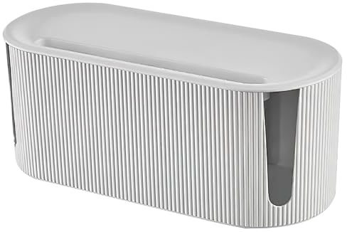 Kabelbox mit Deckel Kabel Organizer Box – Steckdosenleiste sicher verstauen & Kabel verstecken – Kindersichere Kabelmanagement Box aus ABS für Wohnzimmer & Schreibtisch (Weiß)