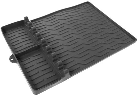 PAMINGONO Hitzebeständige Silikon Grillmatte mit Rutschfester Unterseite und Ölablauf für BBQ Grillzubehör Schutzmatte für Gasgrill Seitenregal für Outdoor Camping und Kochutensilien