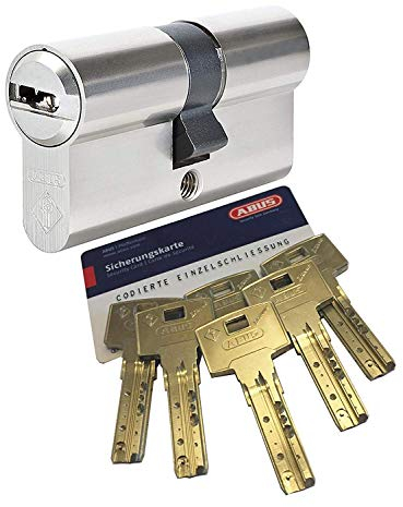 ABUS Bravus.3000 Doppelzylinder mit 6 Schlüssel, Länge 30/45mm, Sicherungskarte, Kopierschutz, Not- und Gefahrenfunktion, erhöhter Bohr- und Ziehschutz, Nickel