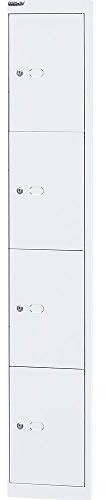 BISLEY Schließfachschrank Office, 1 Abteil, 4 Fächer, T 457 mm, Metall, 696 Verkehrsweiß, 45.7 x 30.5 x 180.2 cm