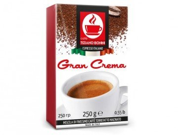 Bonini Gran Crema Ground Coffee – 4 x 250g Packs (1KG Total) – Italian Rich Espresso Blend with Cocoa & Hazelnut Notes
