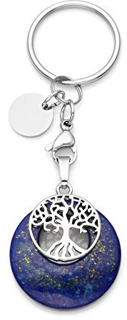 Jovivi Natural Amethyst Crystal Keyring for Women Silver Tree of life Healing Crystal Chakra Gemstone Keychain Key Ring Gifts For Women Girls Christmas Birthday