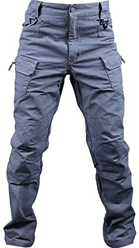 Loeay Pantaloni Cargo da Uomo da Combattimento da Lavoro Multitasche Grigio XXL