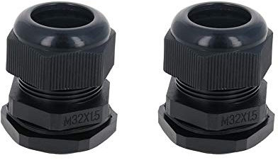 Fielect M32 Waterproof Adjustable Cable Joints Cable Gland Plastic Locknut Black 2Pcs