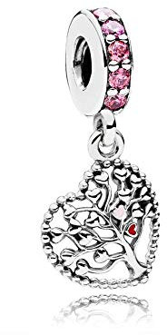 FGT - Ciondolo a Forma di Albero genealogico Rosa per Braccialetti con Ciondolo a Forma di Cuore, Albero della Vita, Incisione You And Me, Zirconia cubica Rosa