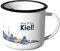 JUNIWORDS Emaille-Tasse, Guten Morgen Kiel, Skyline Nachtlichter, Silberner Tassenrand