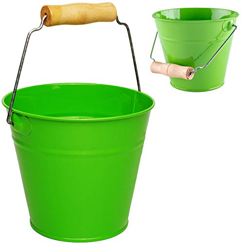 Kleiner - Metalleimer - grün/apfelgrün - 13 cm hoch - 1,2 Liter - mit 3D Effekt Rillen Prägung - Metall - Blech Eimer - Partyeimer/Sandeimer/Kindereimer..