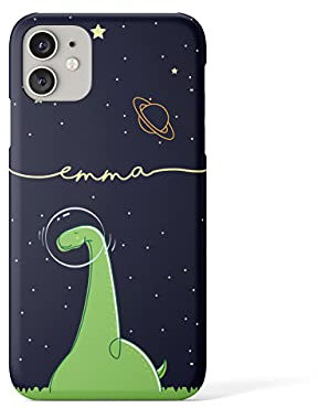 Tirita Personalised Initials Custom Hard Phone Case Compatible with iPhone 11 Pro Max Chubby Dinosaur Bubble Space Dino
