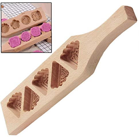 Carved Round Wooden Mould Press, Cookie & Cake Mold, Moon Cake Bake Baking Kitchen Craft Tool