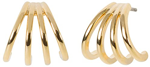 styleBREAKER Damen Hoops Ohrringe halbrund in 4-Teiliger Optik, Stecker, Creolen, Halbrunde Ohrhänger, Ohrschmuck 05090042, Farbe:Gold