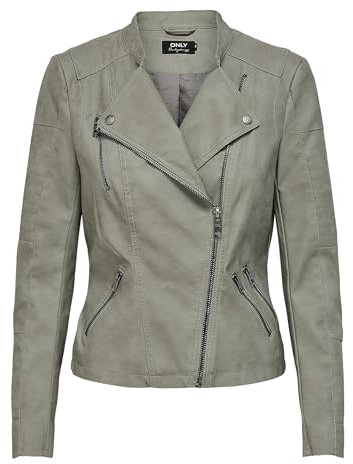 ONLY Damen Wildleder-Optik Biker-Jacke OnlSherry Übergangs-Jacke, Shadow,34