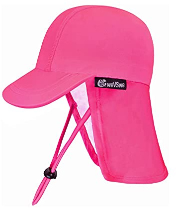 weVSwe Baby Kleinkind Sonnenhut UPF 50+ mit vollem Schutz, verstellbare Kinnriemen, Badekappe, Nackenklappe für Outdoor-Aktivitäten, Strand, Pool, Wasserparks, Unisex-Babies, rose, 0-6 Monate