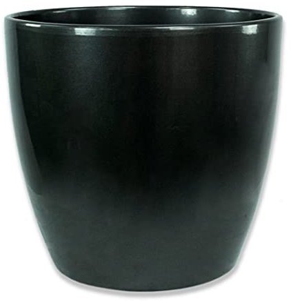 DARO DEKO Blumen-Topf rund Keramik Übertopf Ø 8 x 7cm anthrazit