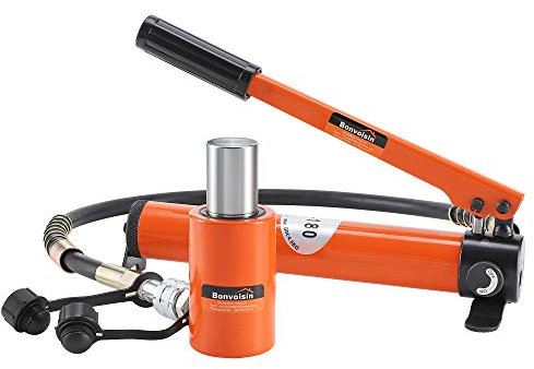 Bonvoisin 20T Hydraulic Cylinder Jack Porta Power Ram 2 Stroke Mini Single Acting Lifting Cylinders with Hydraulic Hand Pump for Machinery Shipbuilding