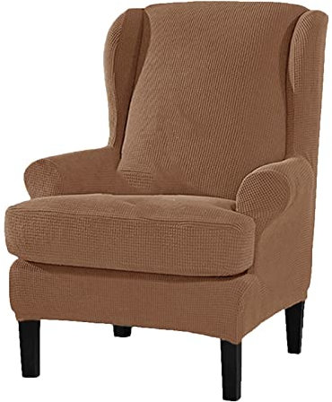 XHDZSW Ohrensessel Husse,Jacquard Sesselbezug,Sessel-Überwürfe Ohrensessel Überzug Bezug Sesselhusse Elastisch Stretch Husse Für Ohrensessel (Leichtes Curry)