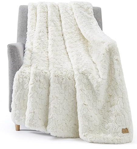 UGG - Amanda Überwurfdecke – weiche Überwurfdecke – 127 x 177,8 cm – warme Akzentdecke für Couch oder Bett – gemütliche Heimdekoration – Schnee