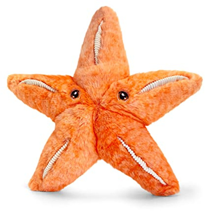 Keel Toys Keeleco – Plüschtier 100% recycelt – umweltfreundliches Spielzeug für Kinder – Plüschtier Seestern 25 cm – SE1015, Orange