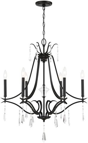 Minka Lavery 4446-66A Laurel Estate Chandelier, 6-Light, 360 Total Watts, 26.75-in H x 31.75-in W, Coal Black