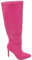 Malu Shoes Stivali alti donna al ginocchio in pelle rosa fucsia a punta tacco a spillo 12 cm zip lunga aderente moda linea Basic (36 EU)
