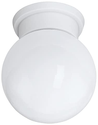 Britalia White & Opal Glass Globe Shade Vintage Round Flush Ceiling Light | 16cm Diameter | 1 x ES E27 Lamp Required | UK Approved | Vintage Frosted