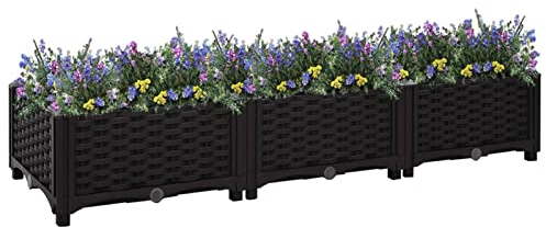 Yolola hochbeet Kunststoff Hochbeete Für Garten hochbeet wpc blumenkübel hochbeet Rattan Blumenkasten Pflanzkübel Hochbeet Hochbeet Balkon Für Garten Polypropylen-Schwarz-120 x 40 x 23 cm