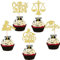 30 Stück Cupcake-Topper für Anwälte 2023 Abschlussfeier Thema Glitzer Law School Survivor Klasse 2023 Congrats Grad Cap Cupcake Picks für 2023 Abschluss Thema Party Kuchen Dekorationen Zubehör Gold