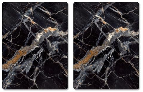 Pagnanno Hob Covers Chopping Board Pack of 2 - Versatile Kitchen Board Glass Worktop Savers - Heat Resistant Sink Boards, Worktop Protectors - Marble Effect Grey (Design 9, 50x40CM)