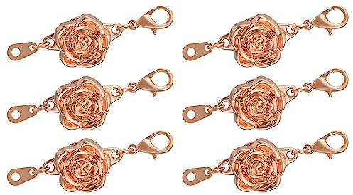 sourcing map 6Pcs Magnetic Jewelry Clasps, Rose Magnetic Clasps Locking Closures with Lobster Clasps for Bracelet Necklace Jewelry Making, Rose Gold