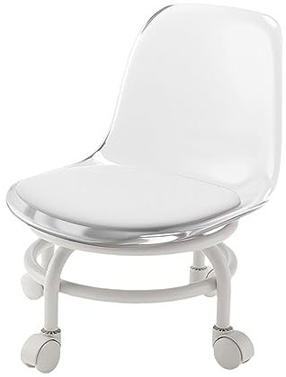 JISADER Taburete rodante bajo, Asiento rodante bajo con Respaldo, Taburete de pedicura, Taburete Giratorio de 360°, Taburete Giratorio de 360° para Limpieza, Claro