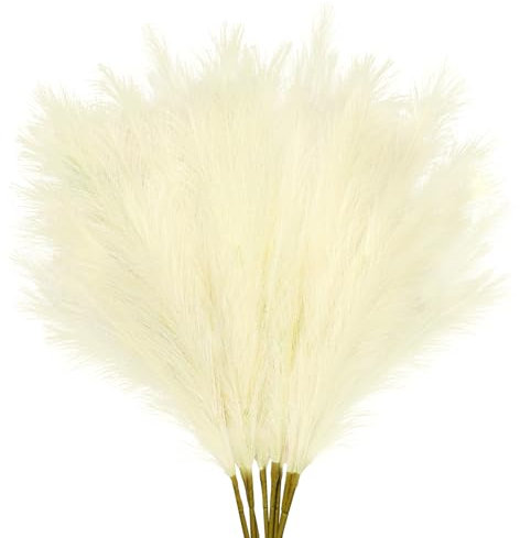 obbsie Kunstpampasgras, 88,9 cm, 8 Stück, groß, hoch, flauschig, künstlich, Pompas, Gras, Bulrush, Bodenvase, Blumenarrangement für Zuhause, Hochzeit, Boho-Dekoration, Beige