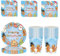 Christmas Party Gingerbread Man Tableware Set Decor,20 Paper Napkins 16 Paper Cups 16 Paper Plates,Blue Disposable Paper Dinnerware Christmas Deco for Him,Her,Adults,Kids Xmas Party Favor Tableware