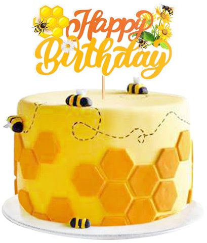 Blumomon 1 Stück Bienen Kuchen Dekoration Bienen Kuchen Topper Gold Glitzernd Geburtstagskuchen Dekoration Bienen Papier Cupcake Topper für Kinder Babys Jungen Mädchen Partydekoration