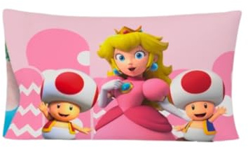 Franco Super Mario Princess Peach Kids Beauty seidiger Satin-Kissenbezug, 50,8 x 76,2 cm, für Haar und Haut, offizielles Lizenzprodukt