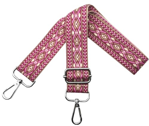 Verstellbarer Schultergurt für Taschen Damen Tragegurt, Taschengurte zum Wechseln, Taschengurt Breit 3.8cm mit Silber Karabiner, Schulterriemen für Schultertasche Handtaschen, Rosa, N1