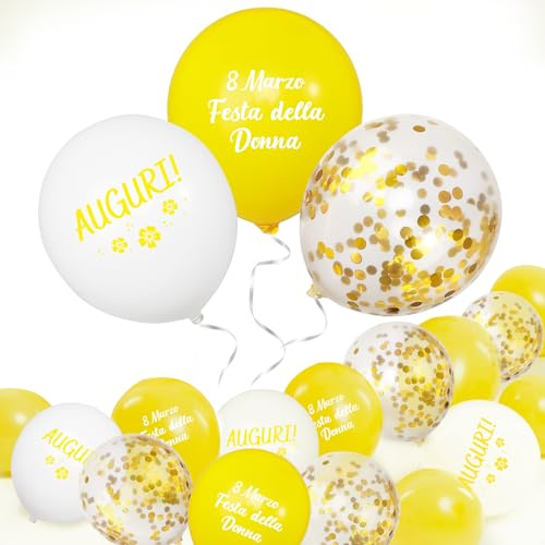 Italienisch 18 * 12 Zoll Frauentag Latex Luftballons + 2* Bänder Ballons Deko Hintergrund Themen Partyballon Mutter Dekorationen für Frauentag Frauen Mama Thema Party