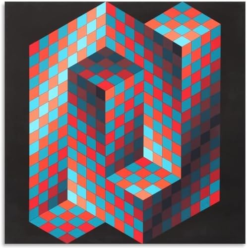 LATAFA Victor Vasarely Poster und Drucke, Retro-Illusion, Wandkunst, Victor Vasarely, Leinwandgemälde, Victor Vasarely Bilder, Heimdekoration, 50 x 50 cm x 1, ohne Rahmen