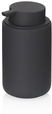 kela Seifenspender 300 ml SANA, Seifenspender schwarz Keramik, rutschfeste Oberfläche, Pumpflasche, Spülmittelspender, matt