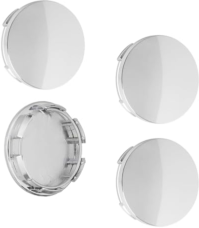RHQFDM 4 Stück Nabendeckel 68mm Radnabendeckel DIY-Radnabenkappen Universal ABS Silber Nabenkappen für Radnaben Glatte Spiegeloberfläche Radnabenabdeckung(Glacier Silver)