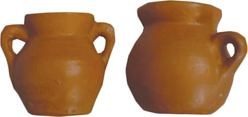 FADEDA 2X Garten Figuren - Zubehör - Tonkrüge aus Polyresin, handbemalt - Deko Tonkrüge Dekofiguren Garten Deko Gartenfiguren für außen, Höhe: 2,5 cm