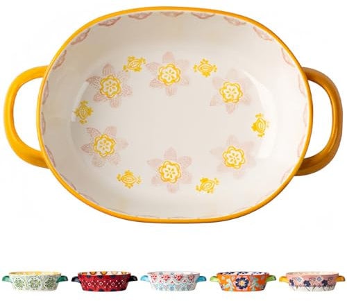 Dowbom Ceramic Baking Dishes For Oven, Small Casserole Dish For Oven, Ceramic Bakeware (Pink,24 ounce)