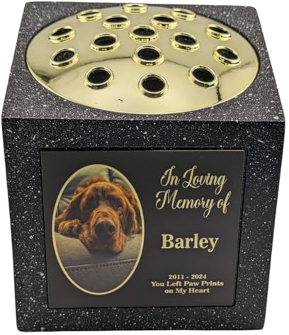 1stclassgifts Personalised Printed Pet Black Memorial Rose Bowl Grave Marker Flower Pot Vase (UV PRINTED) Dog Cat