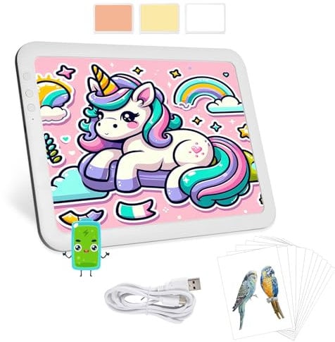 KEIWRLIGHT A4 Diamond Art Light Board - Rechargeable Portable Thin Light Pad 3 Colors Light Stepless 6 Levels Brightness Light Table, A4 Lightbox for Tracing and Drawing Diamond Art for Kid Adults