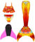Pyjacos meerjungfrauenflosse mädchen Badeanzug - Meerjungfrau Flosse Bademode mit Bikini Set und Monoflosse Mermaid Tail, 4 Stück Set，FenM5-120