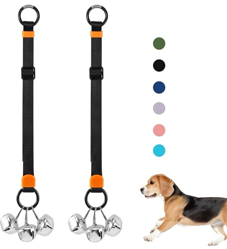 SVD.PET 2 Packs Dog Doorbells to Go Outside for Potty Training, Puppy Dog Bells with Hanging Ring Attachable to Door Knob or Anywhere Near The Door, Height Adjustable, Loud Jingle Bells (Black)