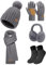 Niwicee Mütze Schal Damen Fleece Gefütterte Wintermütze Winter Wärmer Touchscreen Handschuhe Strickmütze Set Ohrenwärmer Socken 5 Stücke Set Gestrickte Warm Beanie Winter Geschenk (Dunkelgrau)